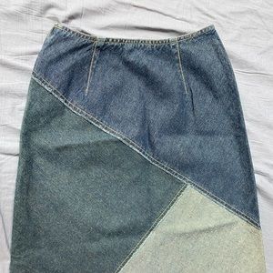 Vintage Liz Claiborne Patchwork Denim Maxi Skirt